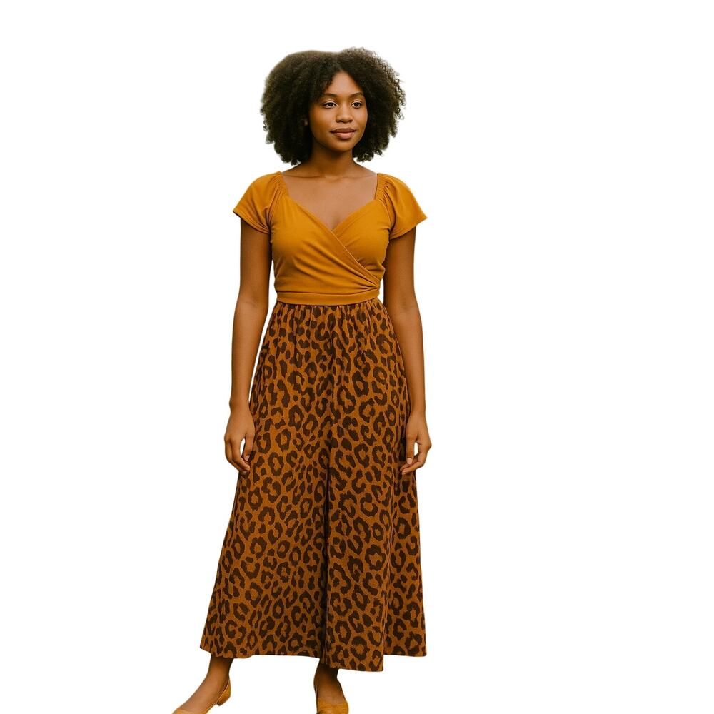 Maeve by Anthropologie Women's Mustard yellow Wrap crop Top small boho bohemian